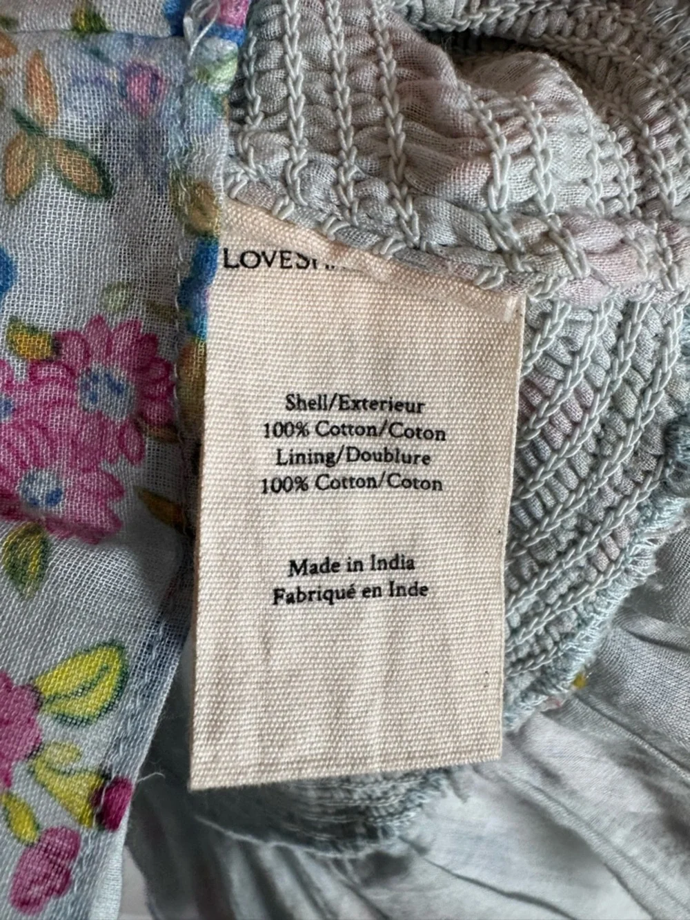 LoveShackFancy Sonora Floral Smocked Ruffle Mini Dress in Coral Reef Waves Sz L - Picture 6 of 11